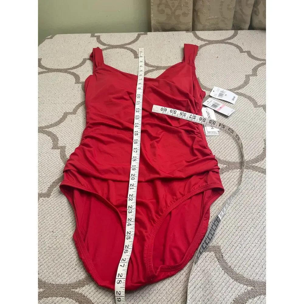 Jantzen Red Surplice One Piece Tummy control swimsuit, size 10, MSRP $95